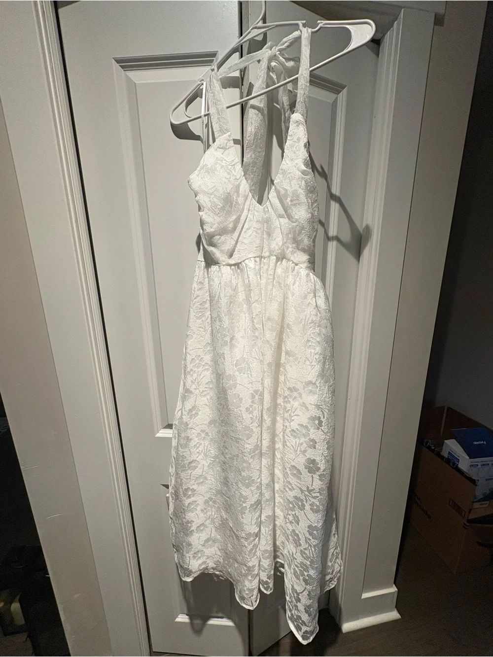 Lulu's Ivory Lace Halter Midi Dress - Picture 2 of 3